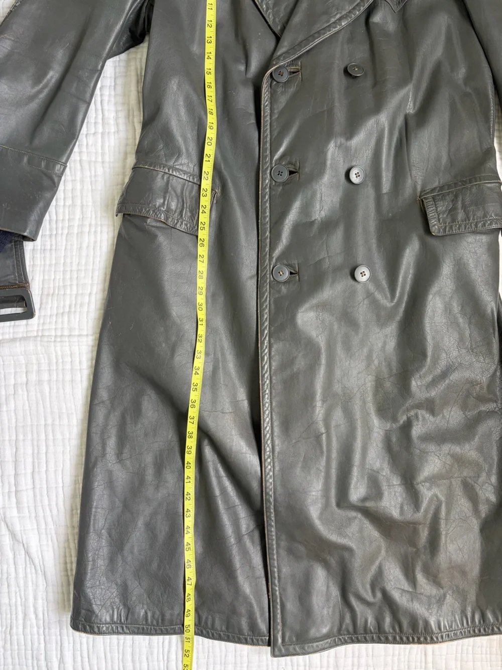 Rare German Leather Convertible Motorcycle Trench Coat WWII Era? Astor Hardware